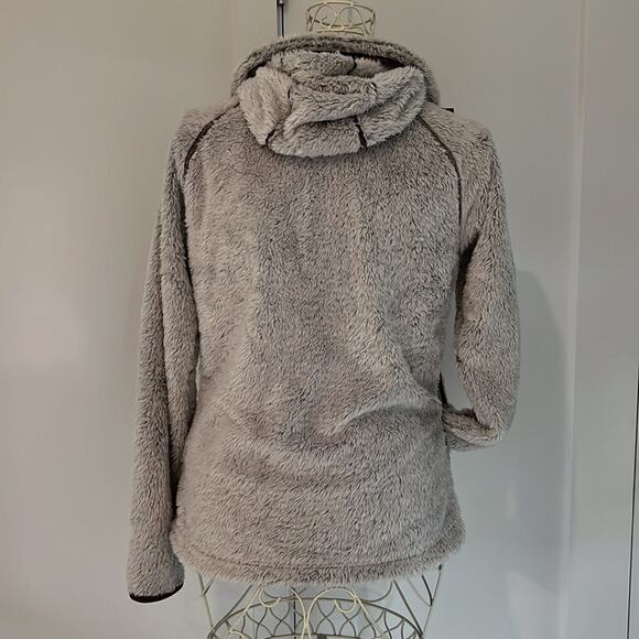 Kuhl flight jacket Stone women’s size medium off white pile fleece brown leather - Picture 5 of 8